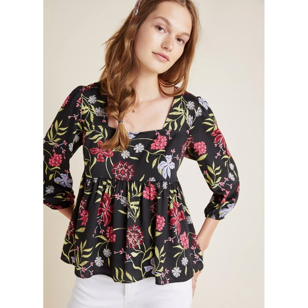 Dolan Anthropologieโ Left Coast Cherie Babydoll Top Floral Medium